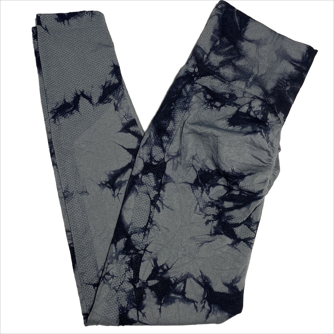 Tie-Dye Scrunch Leggings - Grey - Darddi Collections